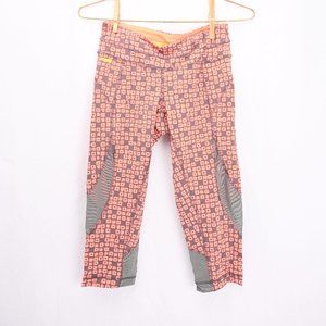 Orange / Grey Mesh Lole Cropped Leggings - XS - Yoga / Runnings / Athletic